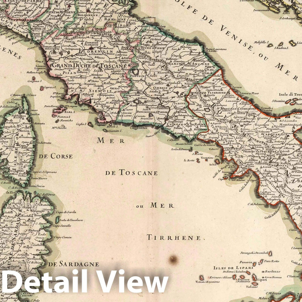 Historic Map : Italy, 1695 L'Italie. , Vintage Wall Art