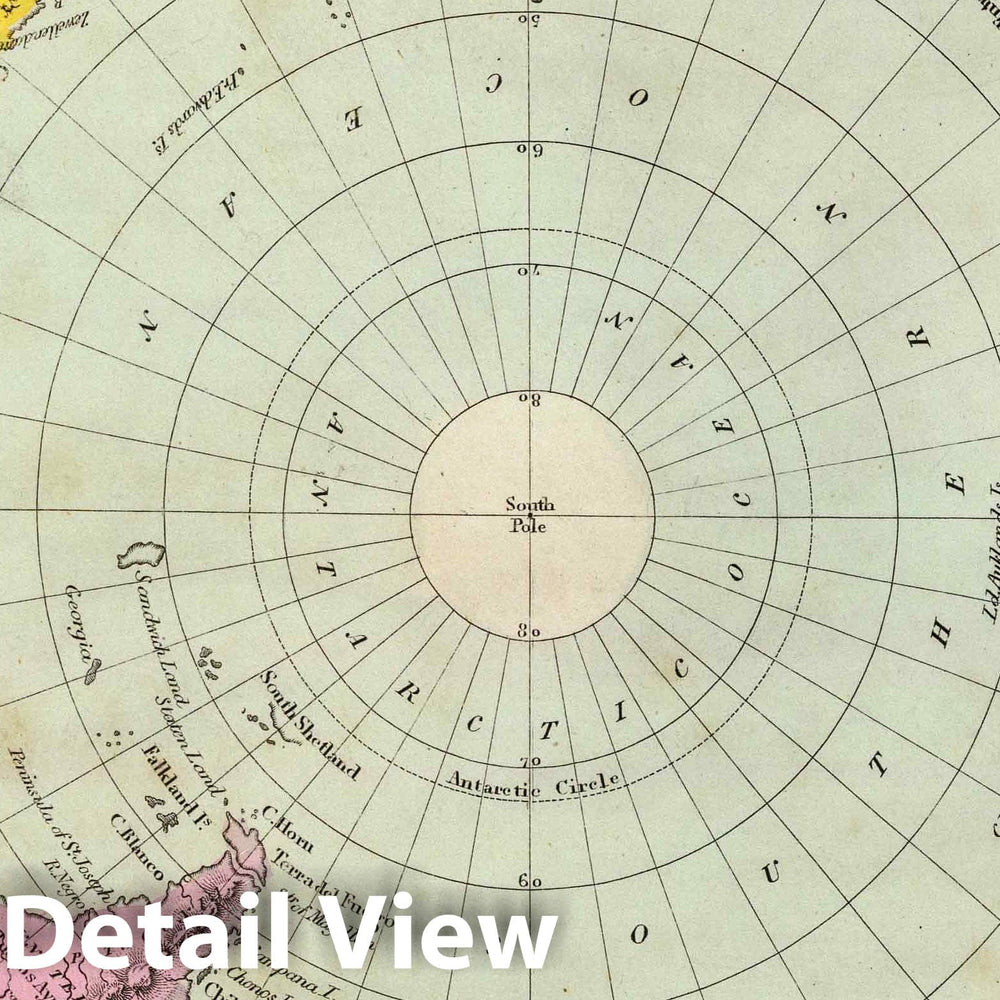 Historic Map : 1835 Southern Hemisphere. - Vintage Wall Art