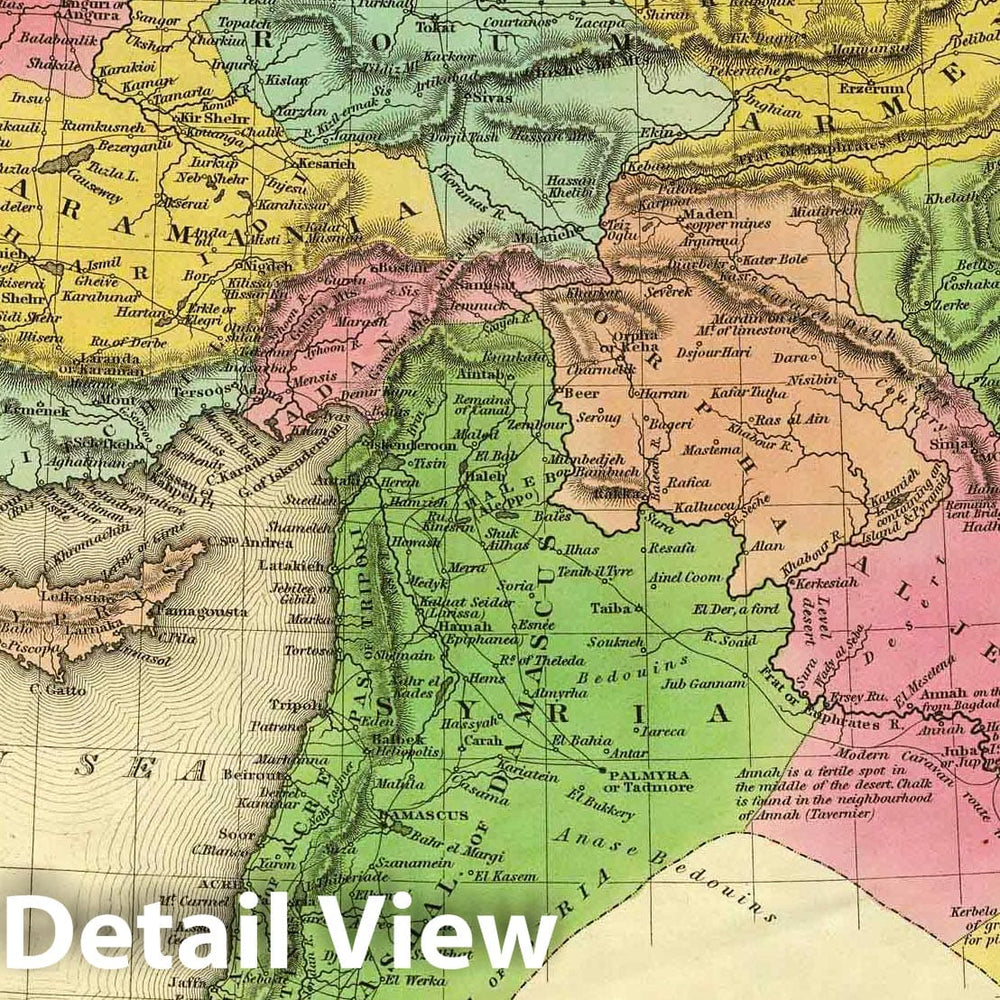 Historic Map : 1836 Turkey in Asia. - Vintage Wall Art