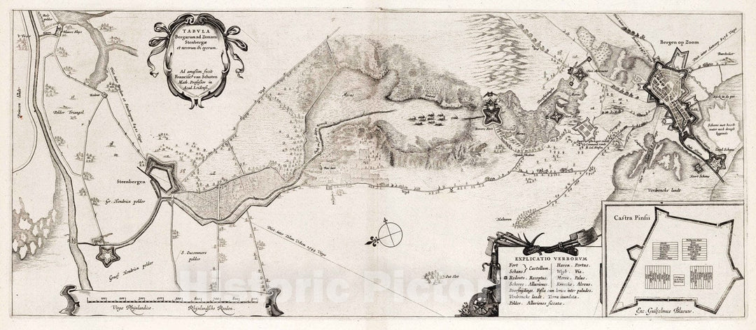 Historic Map : Bergen op Zoom (Netherlands) 1630 Tabula Bergarum ad Zomam Stenbergae. , Vintage Wall Art