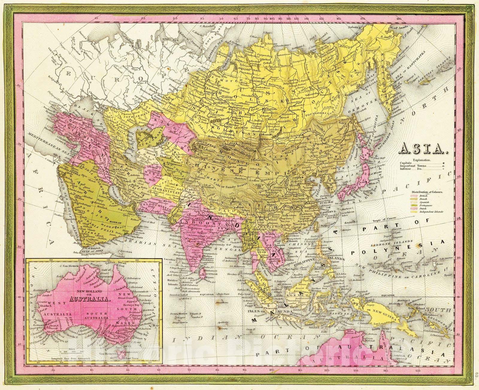 Historic Map : 1846 Asia : Vintage Wall Art