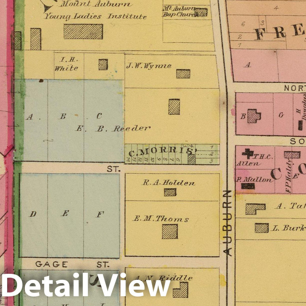 Historic Map - 1869 Cincinnati 9, wards 11, 19. - Vintage Wall Art