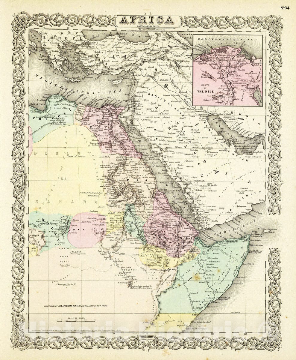 Historic Map : 1856 Africa North Eastern Sheet. - Vintage Wall Art