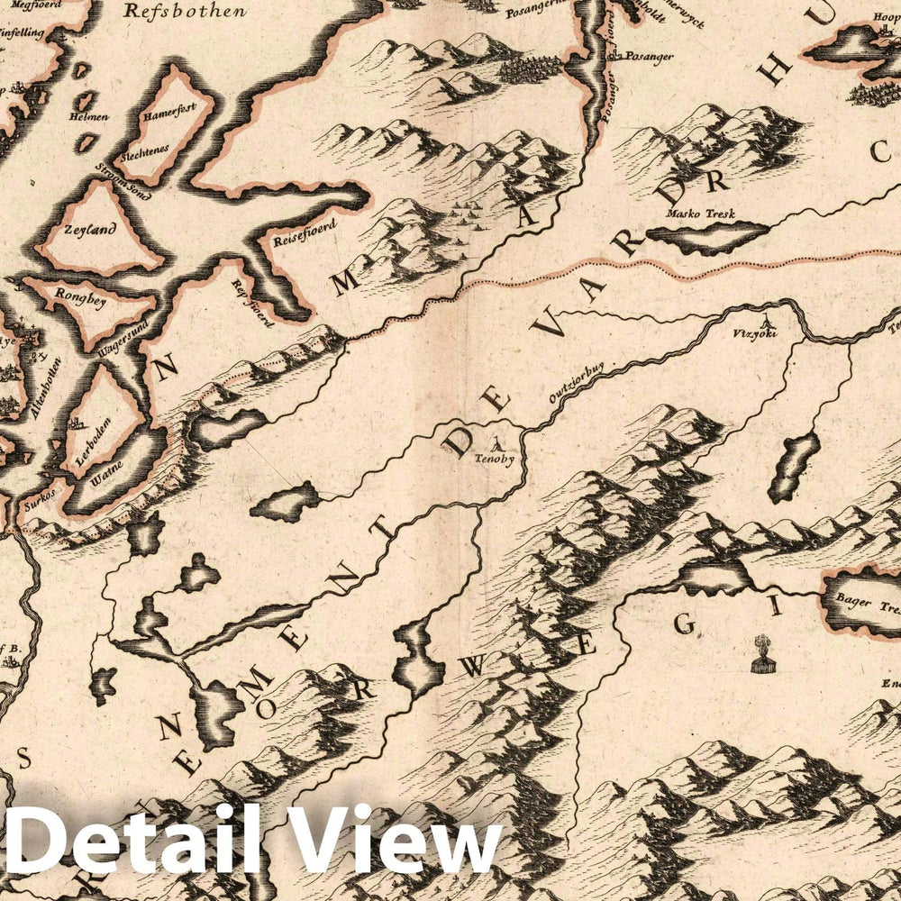 Historic Map : 1703 Wardhus, Norway. - Vintage Wall Art