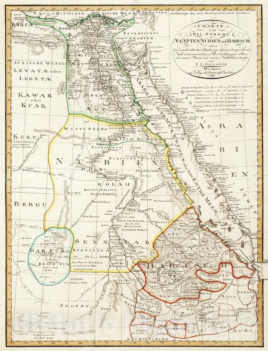 Historic Map : 1817 L. Nile River, Egypt, Nubia, and Abyssinia. - Vintage Wall Art