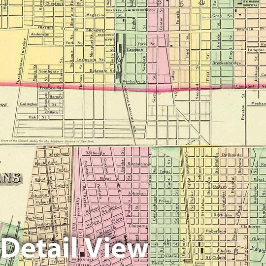 Historic Map : 1856 The City Of Louisville Kentucky. (with) The City Of New Orleans Louisiana. - Vintage Wall Art