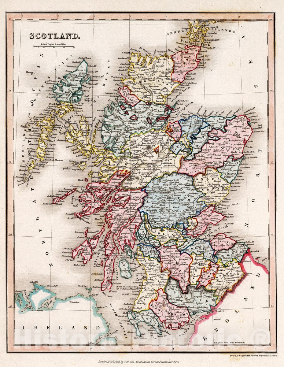 Historic Map : 1832 Scotland : Vintage Wall Art