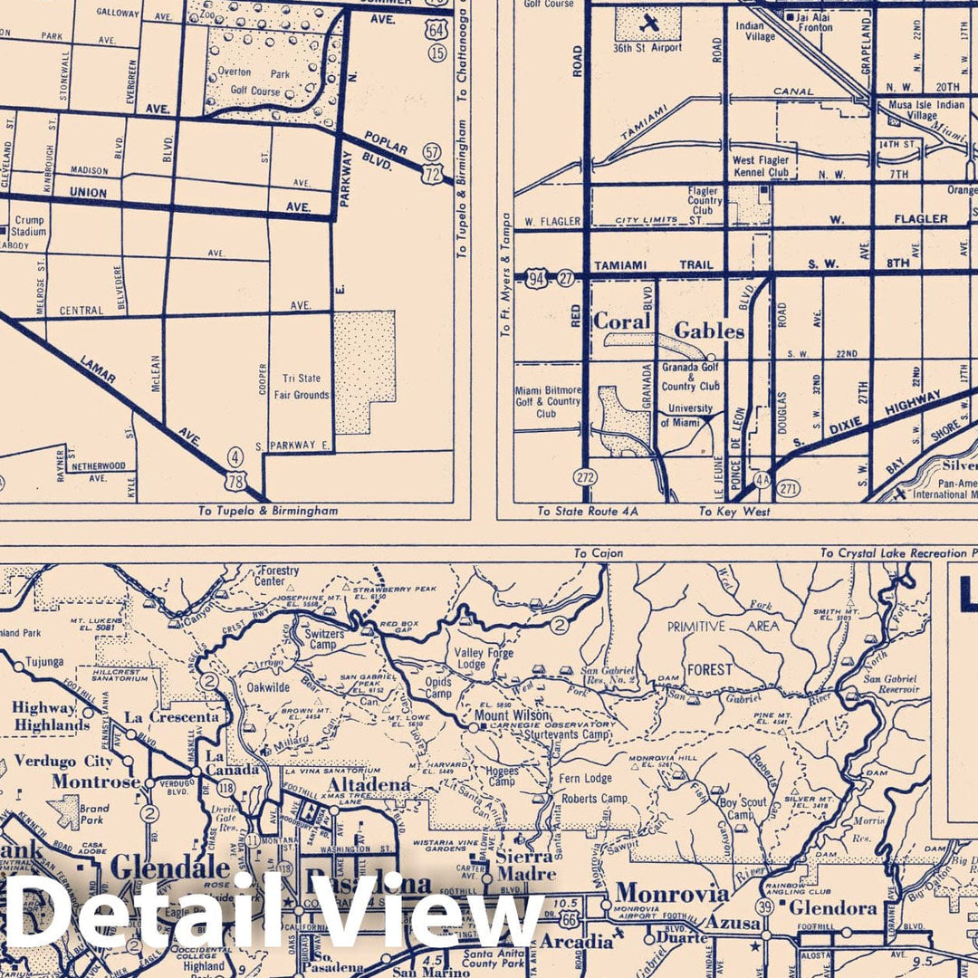 Historic Map : National Atlas - 1940 City Maps. Los Angeles, Calif. and Vicinity - Vintage Wall Art