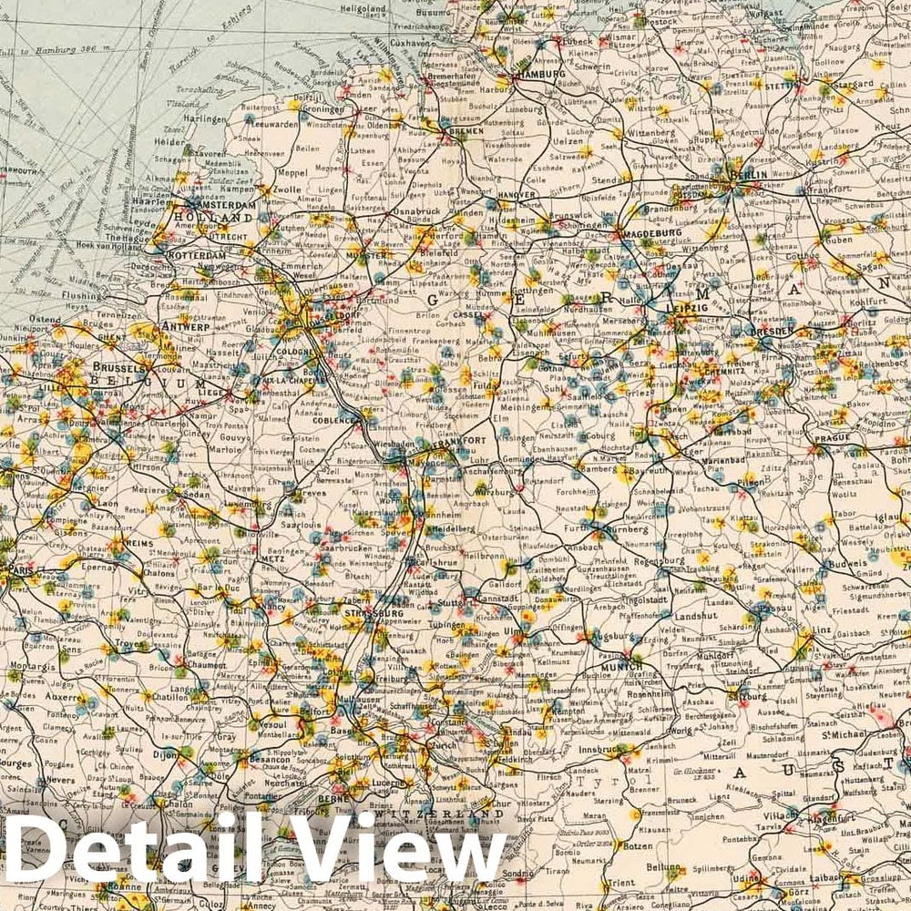 Historic Map : Statistical Atlas - 1907 Central Europe, Industrial. - Vintage Wall Art