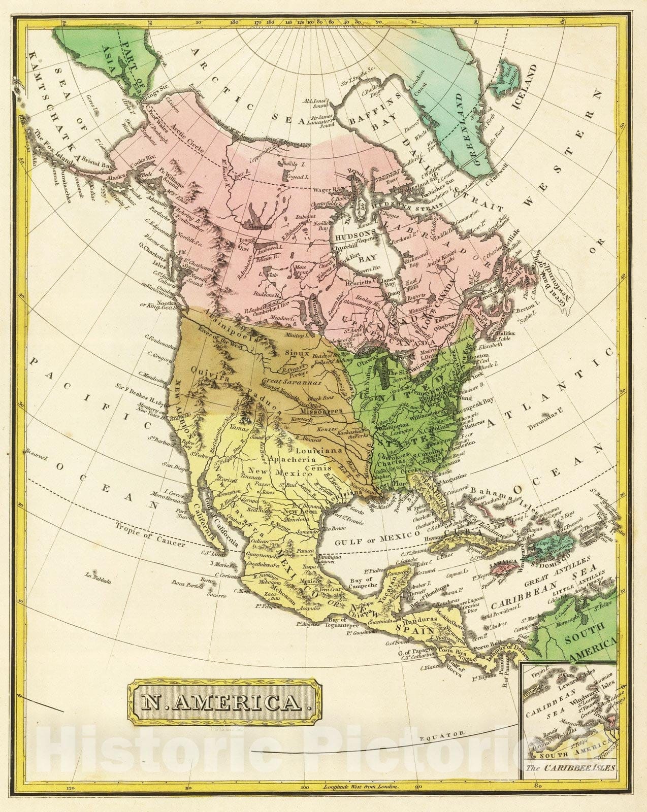 Historic Map : 1816 North America. - Vintage Wall Art