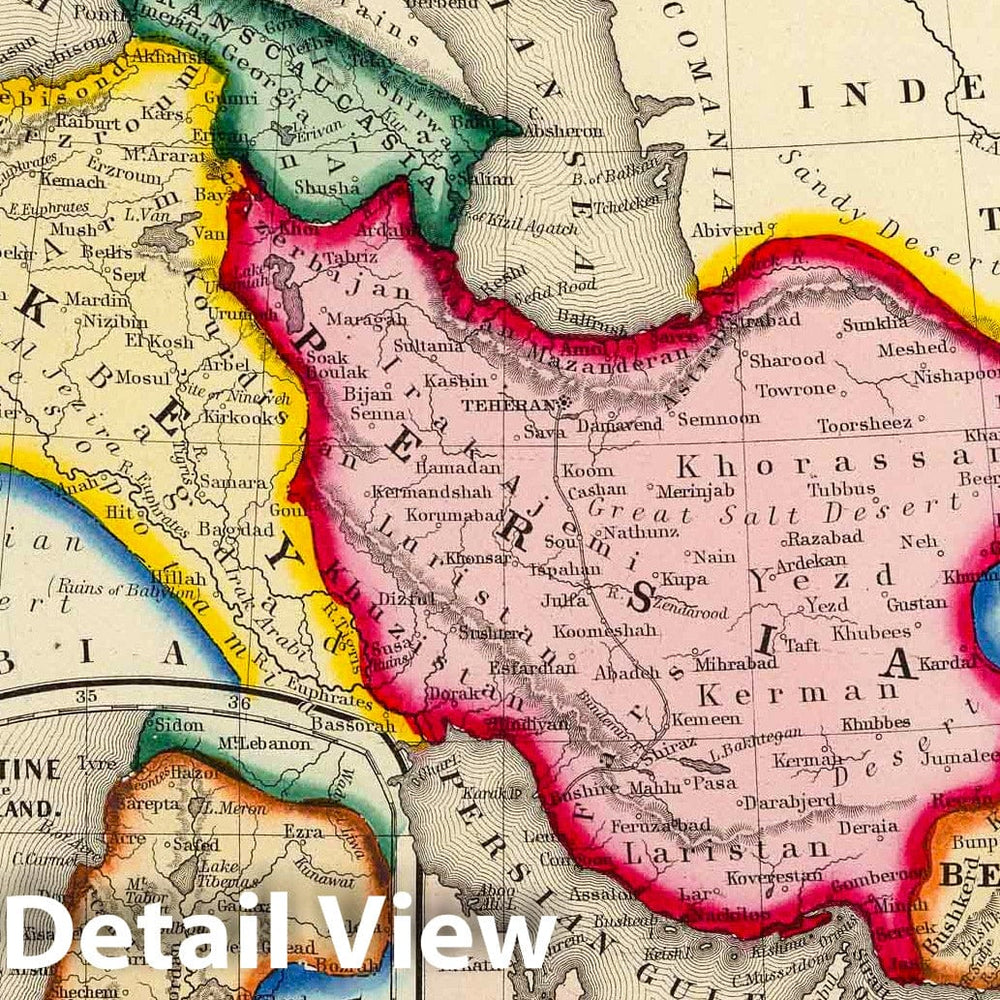 Historic Map : 1860 Map of Persia, Turkey In Asia. Afghanistan, Beloochistan. - Vintage Wall Art