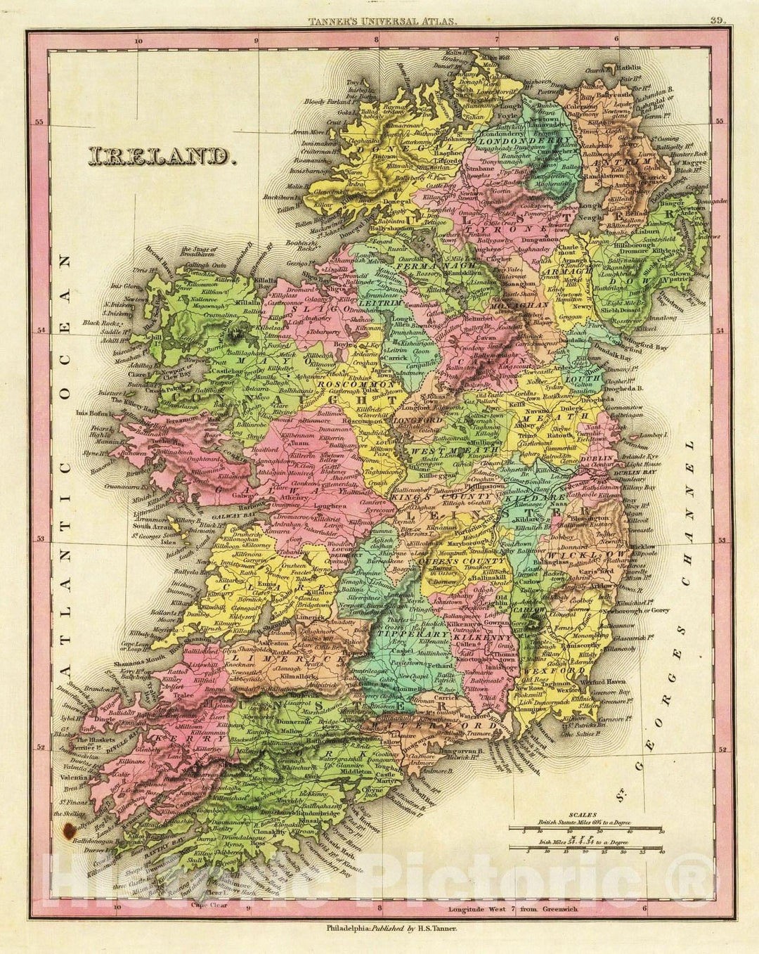 Historic Map : 1836 Ireland. - Vintage Wall Art