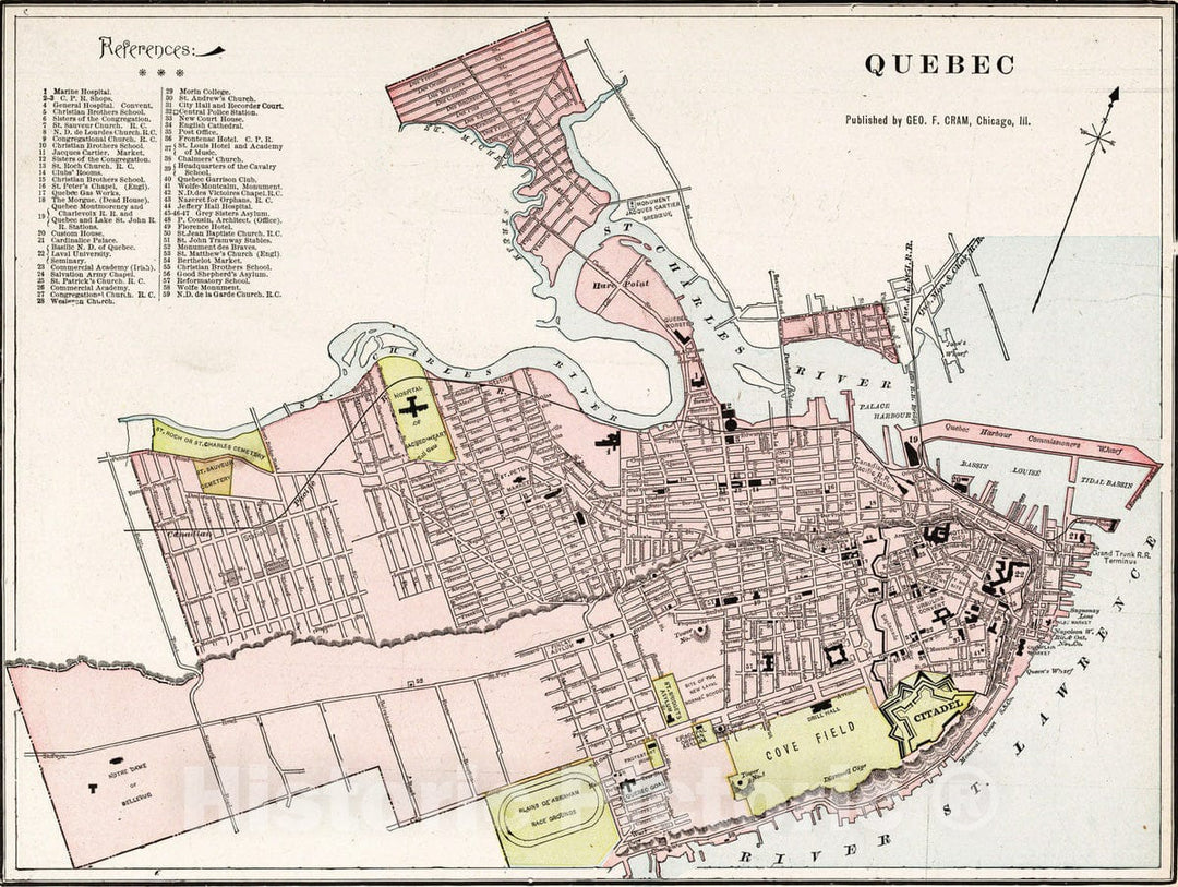 Historic Map : 1901 Quebec - Vintage Wall Art