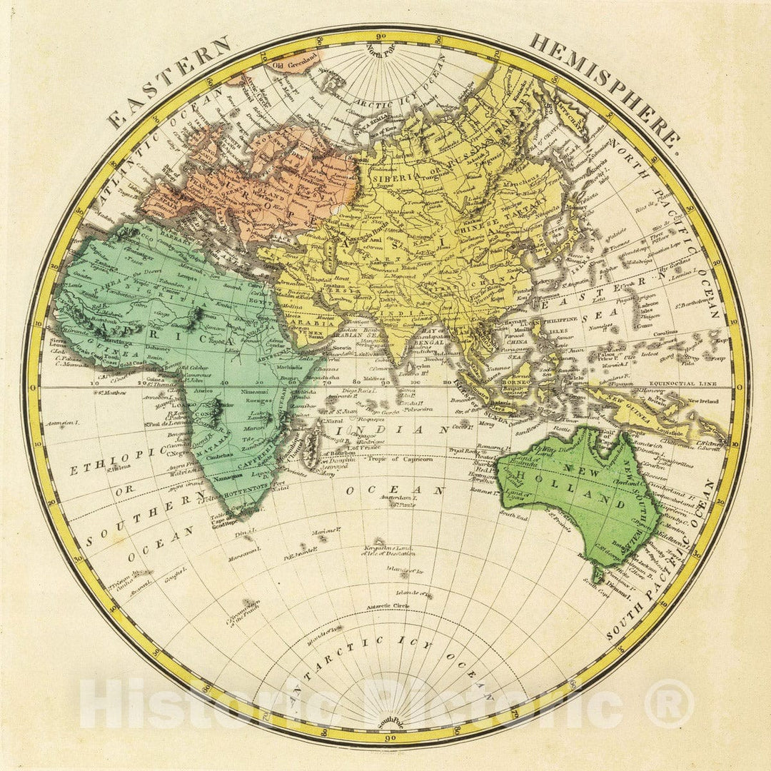 Historic Map : 1816 Eastern Hemisphere. - Vintage Wall Art