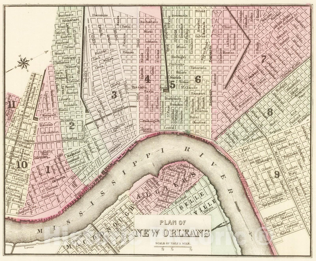 Historic Map : 1884 New Orleans. - Vintage Wall Art