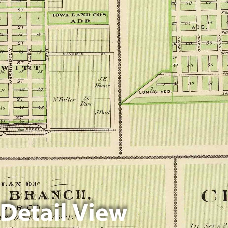 Historic Map : 1875 Plans of DeWitt, Tipton, West Branch and Clarence, State of Iowa. - Vintage Wall Art