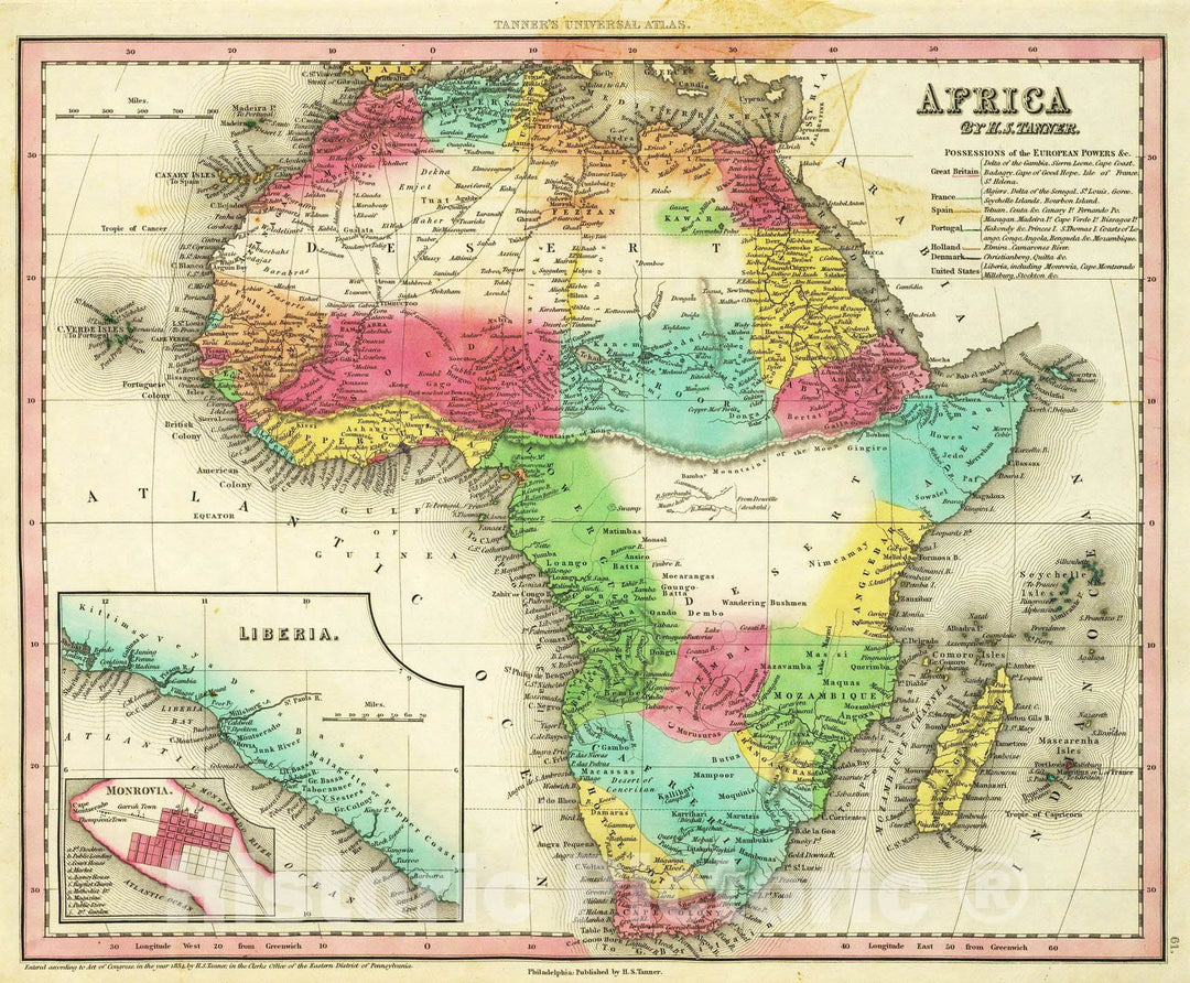 Historic Map : 1836 Africa : Vintage Wall Art