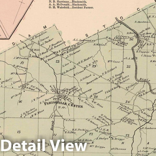 Historic Map : 1865 Parishville. Parishville, Saint Lawrence County, New York. - Vintage Wall Art