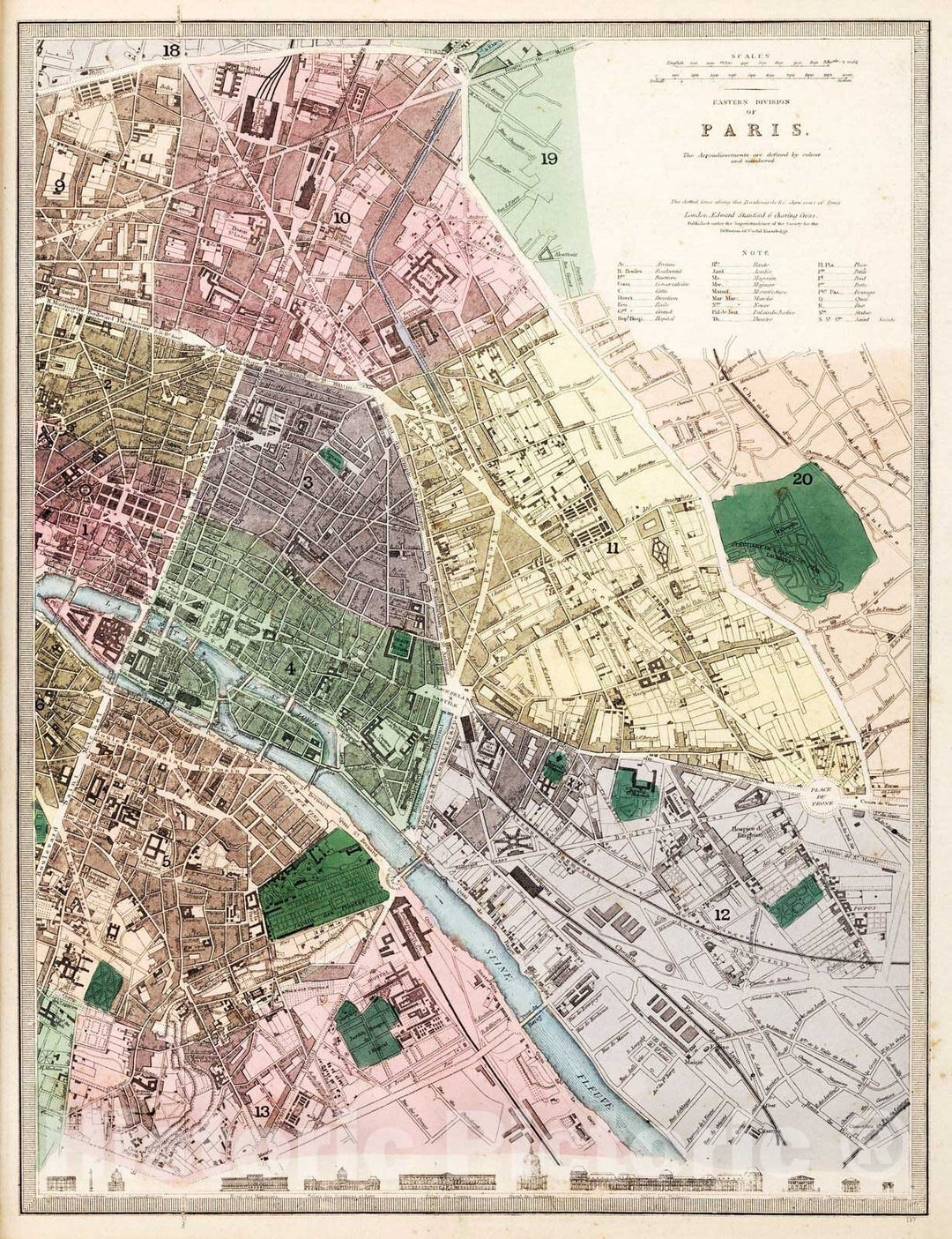 Historic Map : 1865 Eastern Division of Paris. - Vintage Wall Art