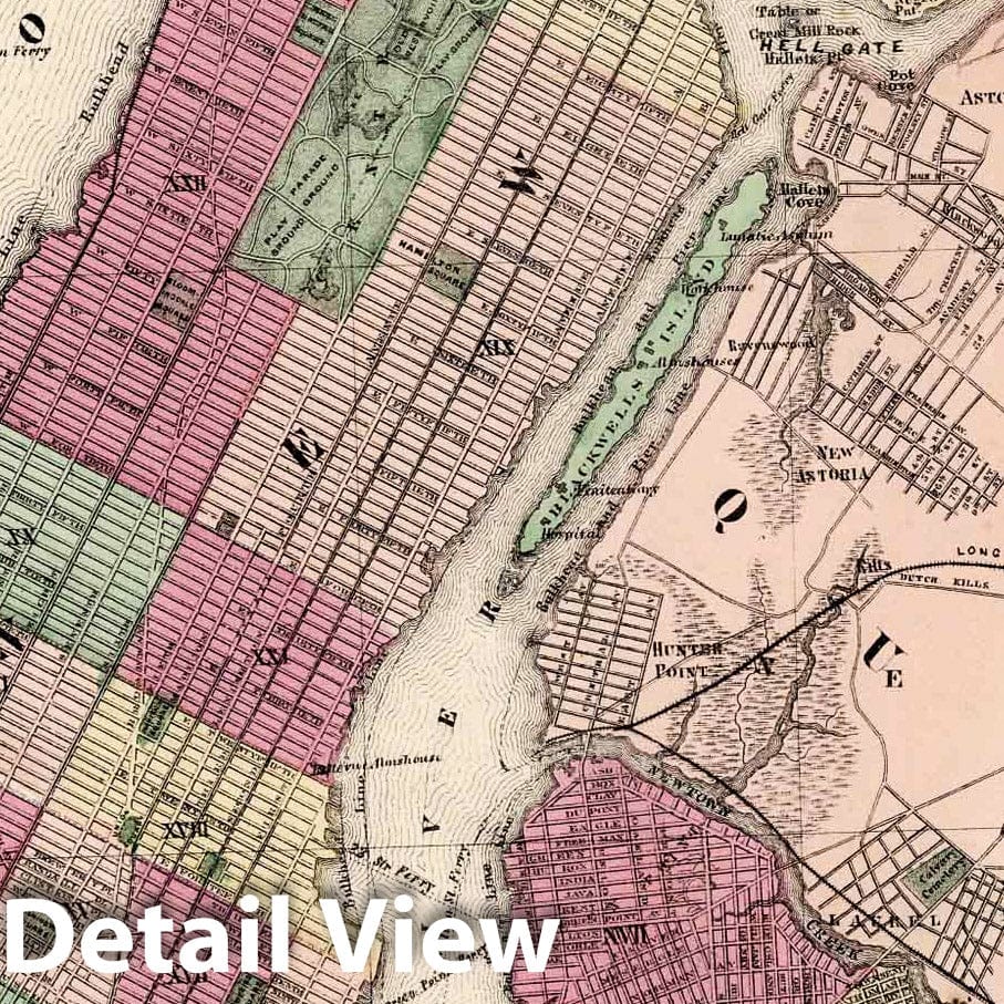 Historic Map : 1867 Plan of New York and Brooklyn. - Vintage Wall Art