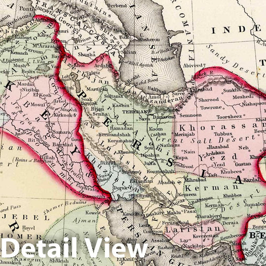 Historic Map : 1874 Map of Persia, Arabia, Turkey in Asia, Afghanistan, Beloochistan : Vintage Wall Art