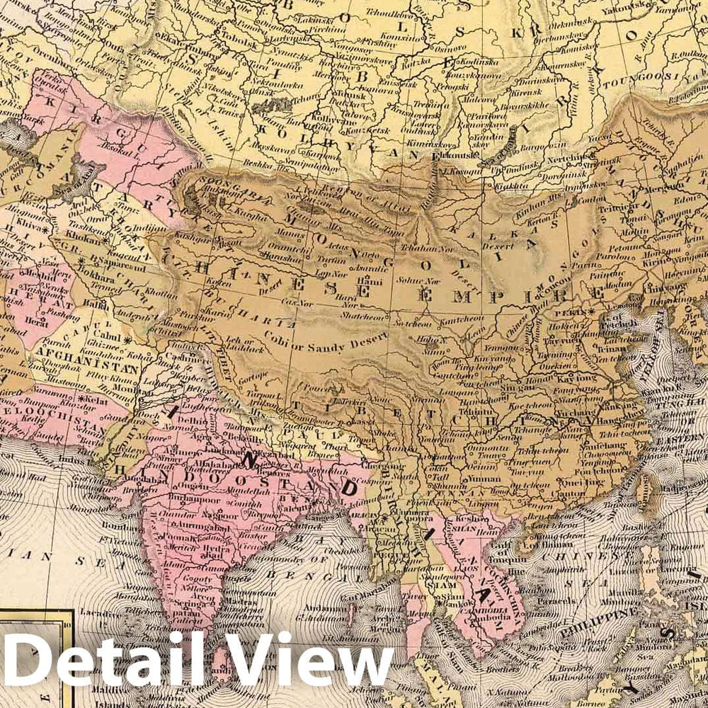 Historic Map : 1850 Map of Asia : Vintage Wall Art