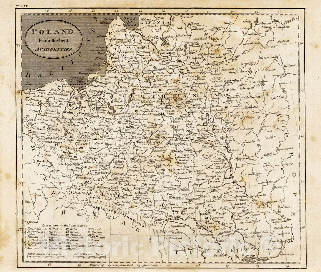 Historic Map : 1816 Poland From The Best Authorities - Vintage Wall Art