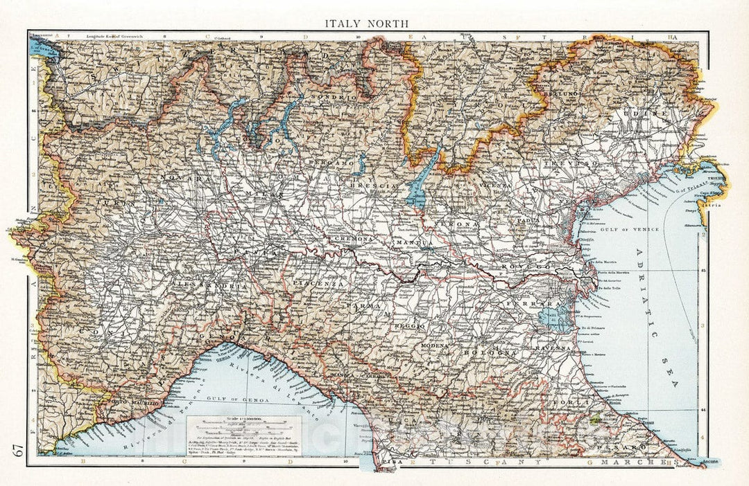 Historic Map : 1900 Italy North - Vintage Wall Art