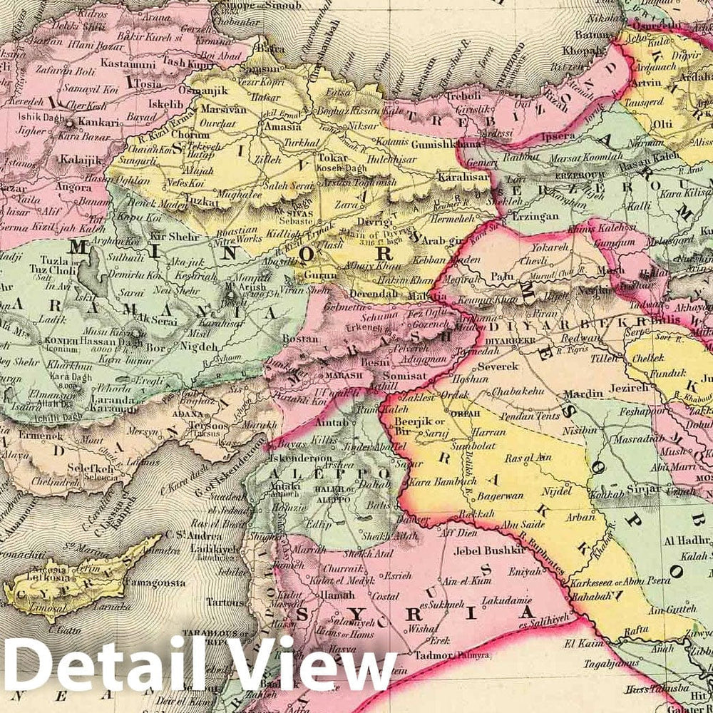 Historic Map : 1856 Turkey In Asia And The Caucasian Provinces Of Russia. - Vintage Wall Art