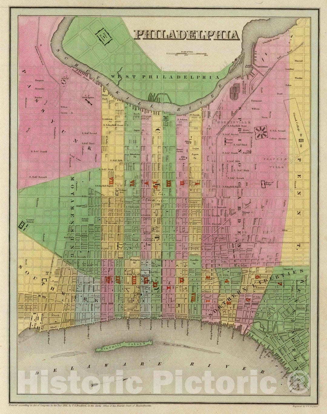 Historic Map : 1841 Philadelphia. - Vintage Wall Art