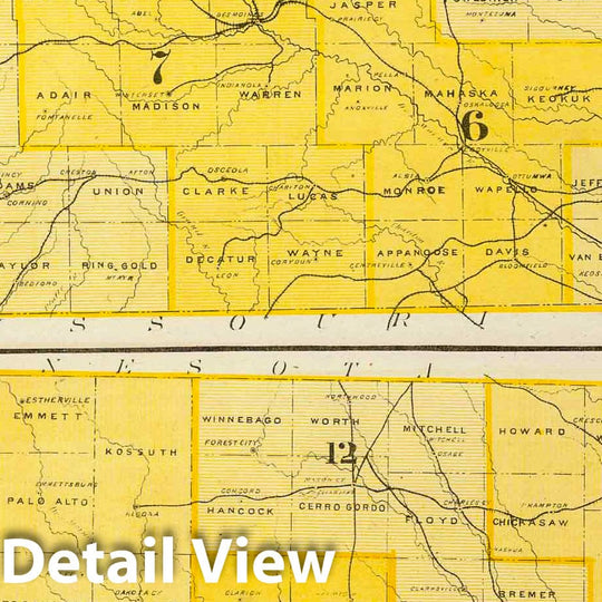 Historic Map : 1875 Maps of the State of Iowa showing congressional districts, judicial districts. - Vintage Wall Art