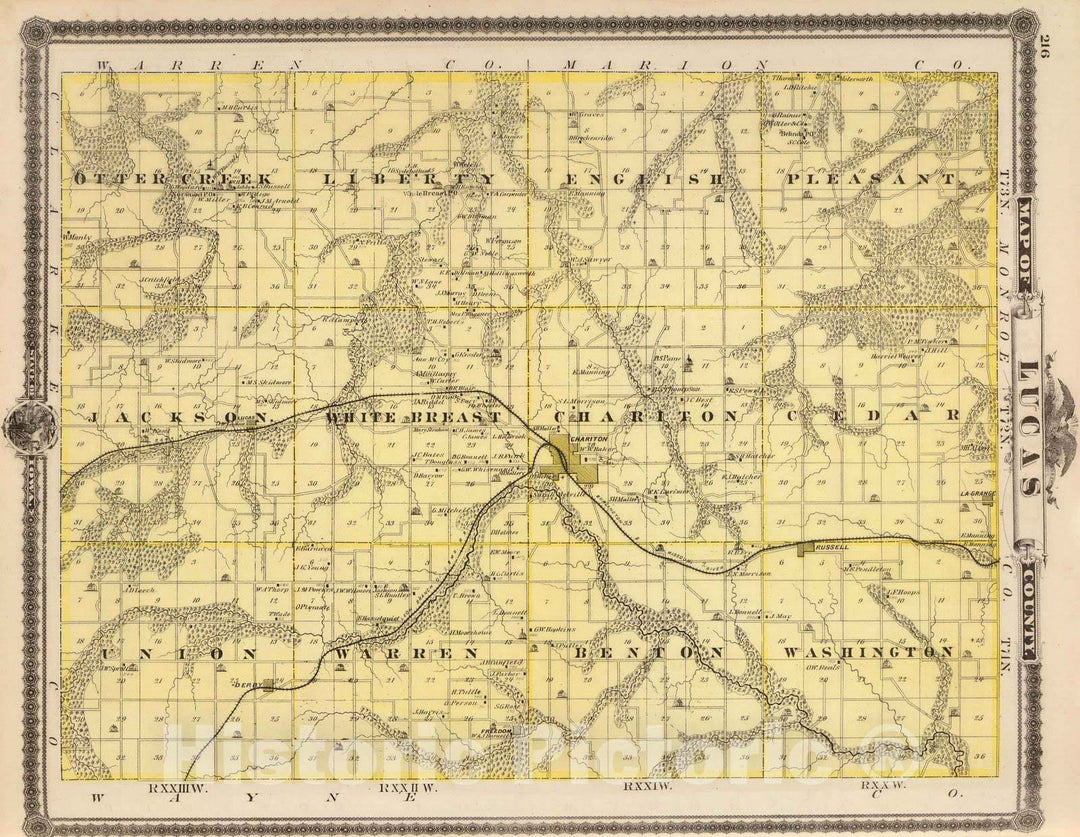 Historic Map : 1875 Map of Lucas County, State of Iowa. - Vintage Wall Art