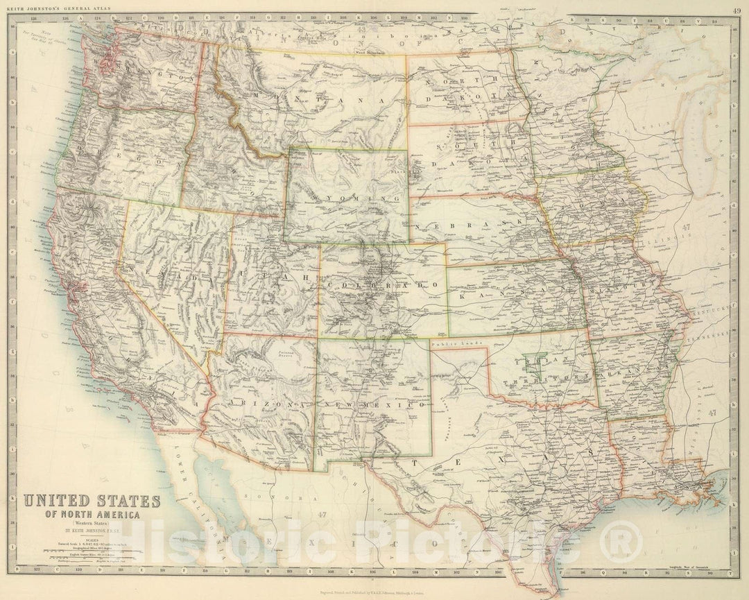 Historic Map : 1893 Western United States. - Vintage Wall Art