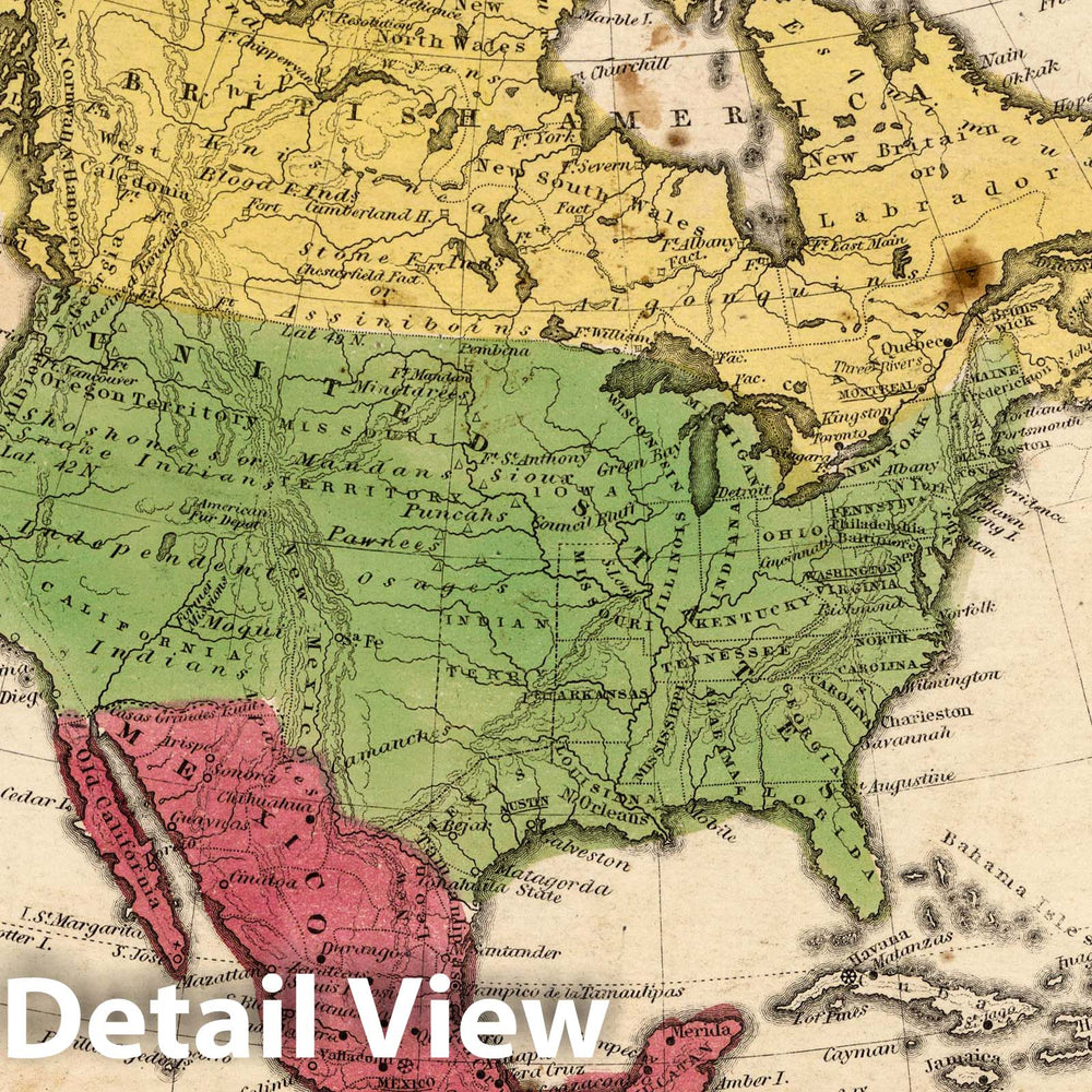 Historic Map : School Atlas - 1849 Political Map Of North America - Vintage Wall Art