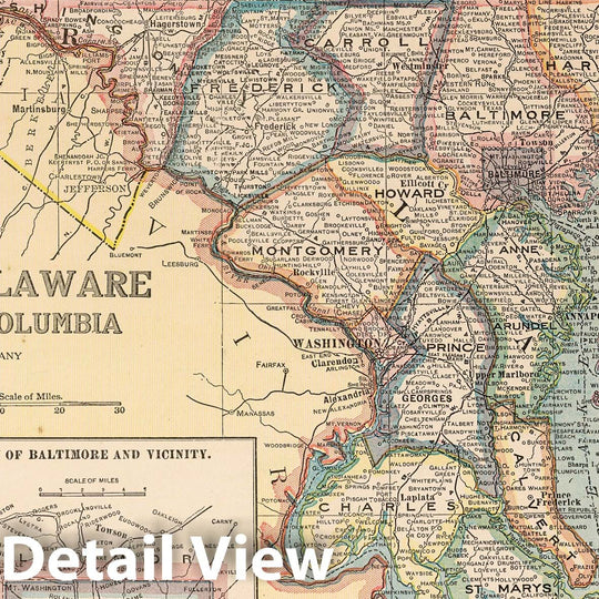 Historic Map : National Atlas - 1927 Maryland, Delaware and District of Columbia - Vintage Wall Art