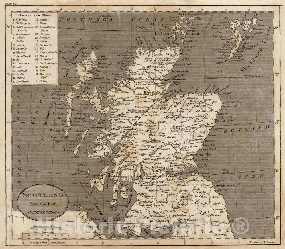 Historic Map : 1816 Scotland From The Best Authorities - Vintage Wall Art