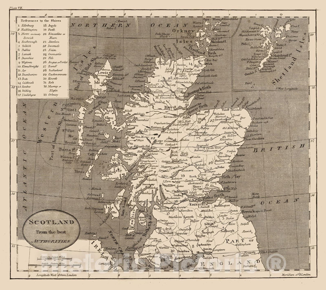 Historic Map : 1816 Scotland From The Best Authorities - Vintage Wall Art