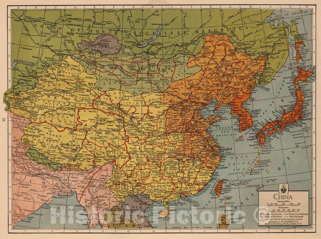 Historic Map : 1943 China - Vintage Wall Art