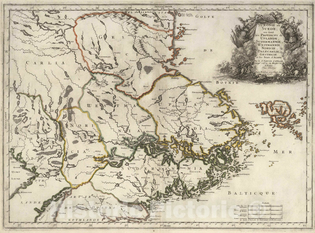 Historic Map : 1703 Sweden. - Vintage Wall Art