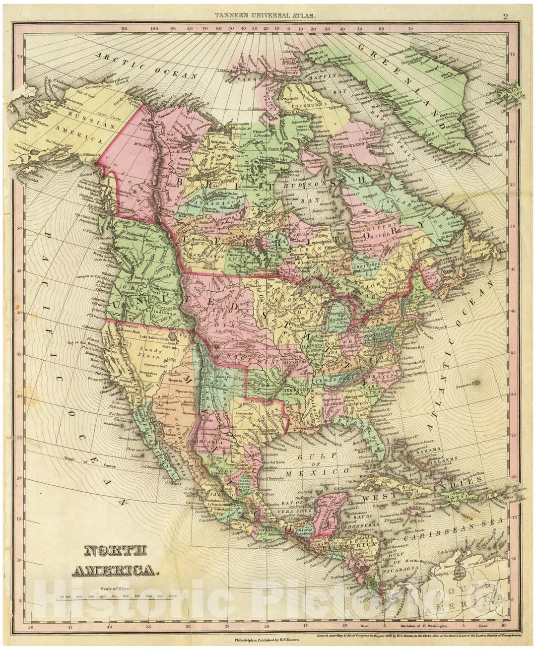 Historic Map - World Atlas - 1836 North America. - Vintage Wall Art