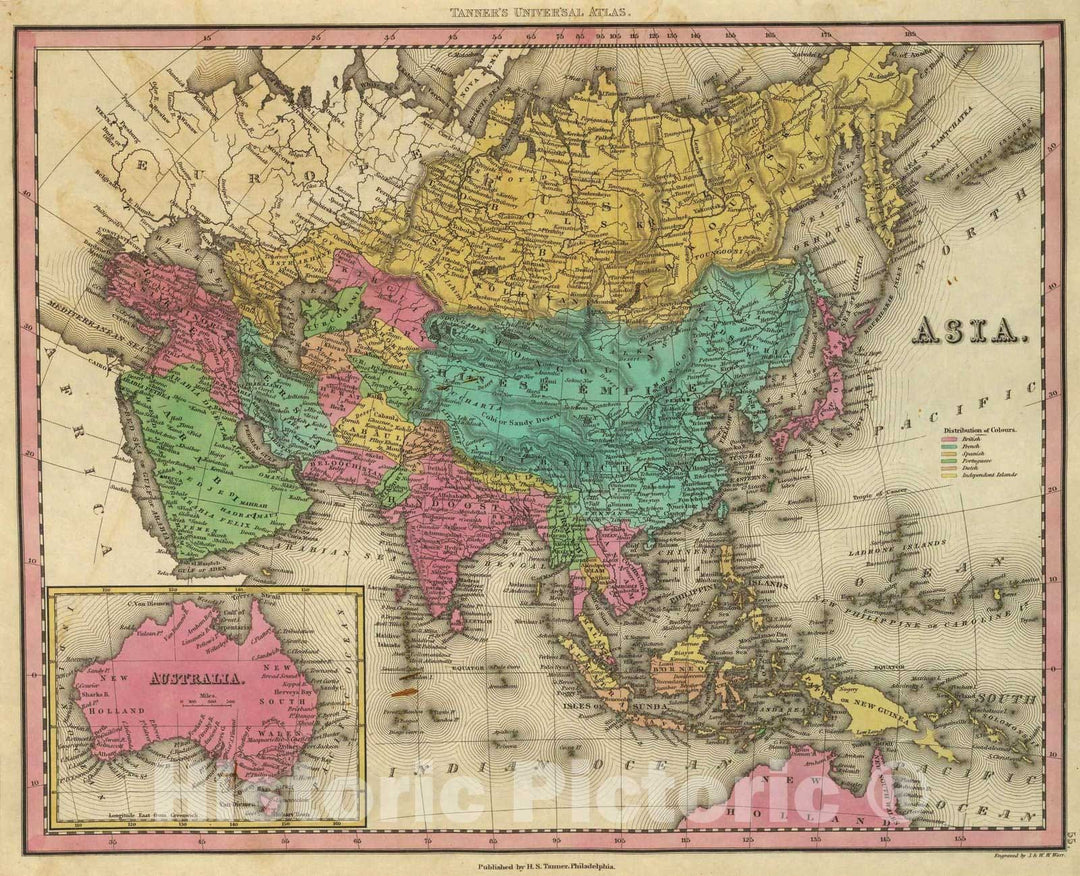 Historic Map : 1836 Asia : Vintage Wall Art