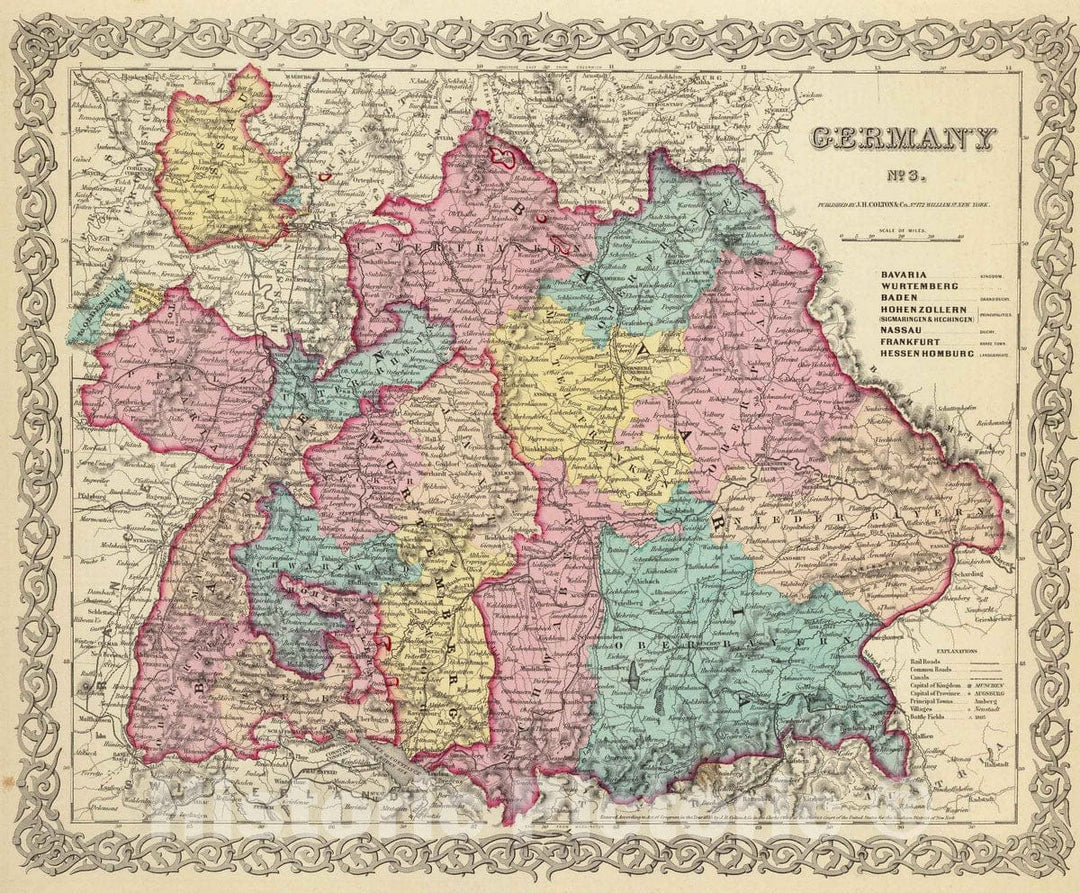 Historic Wall Map : 1856 Germany No. 3. - Vintage Wall Art