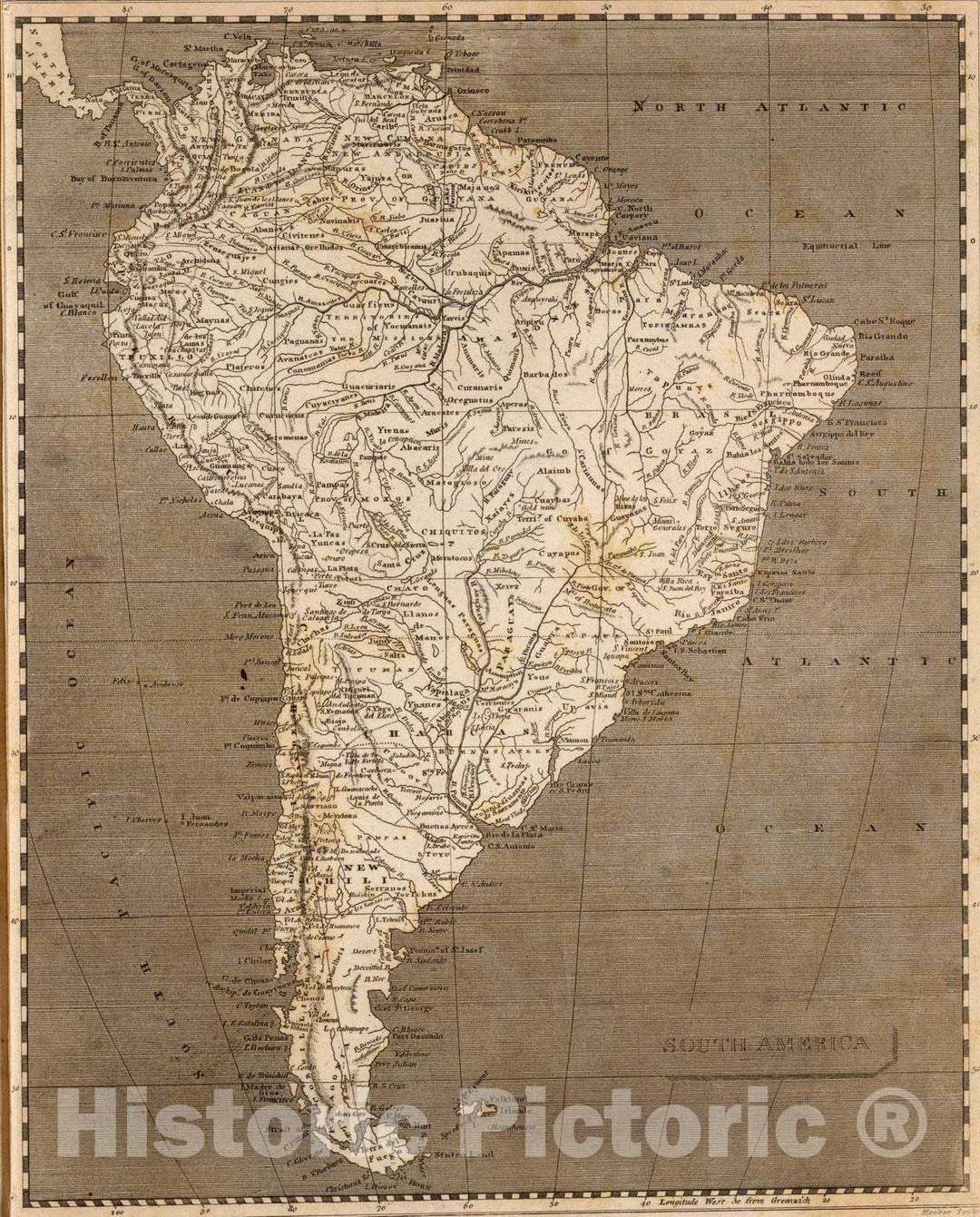 Historic Map : 1804 South America. - Vintage Wall Art