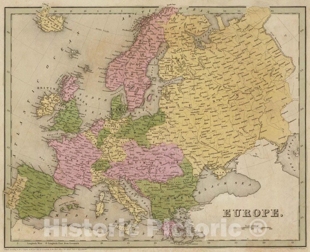 Historic Map : 1841 Europe : Vintage Wall Art