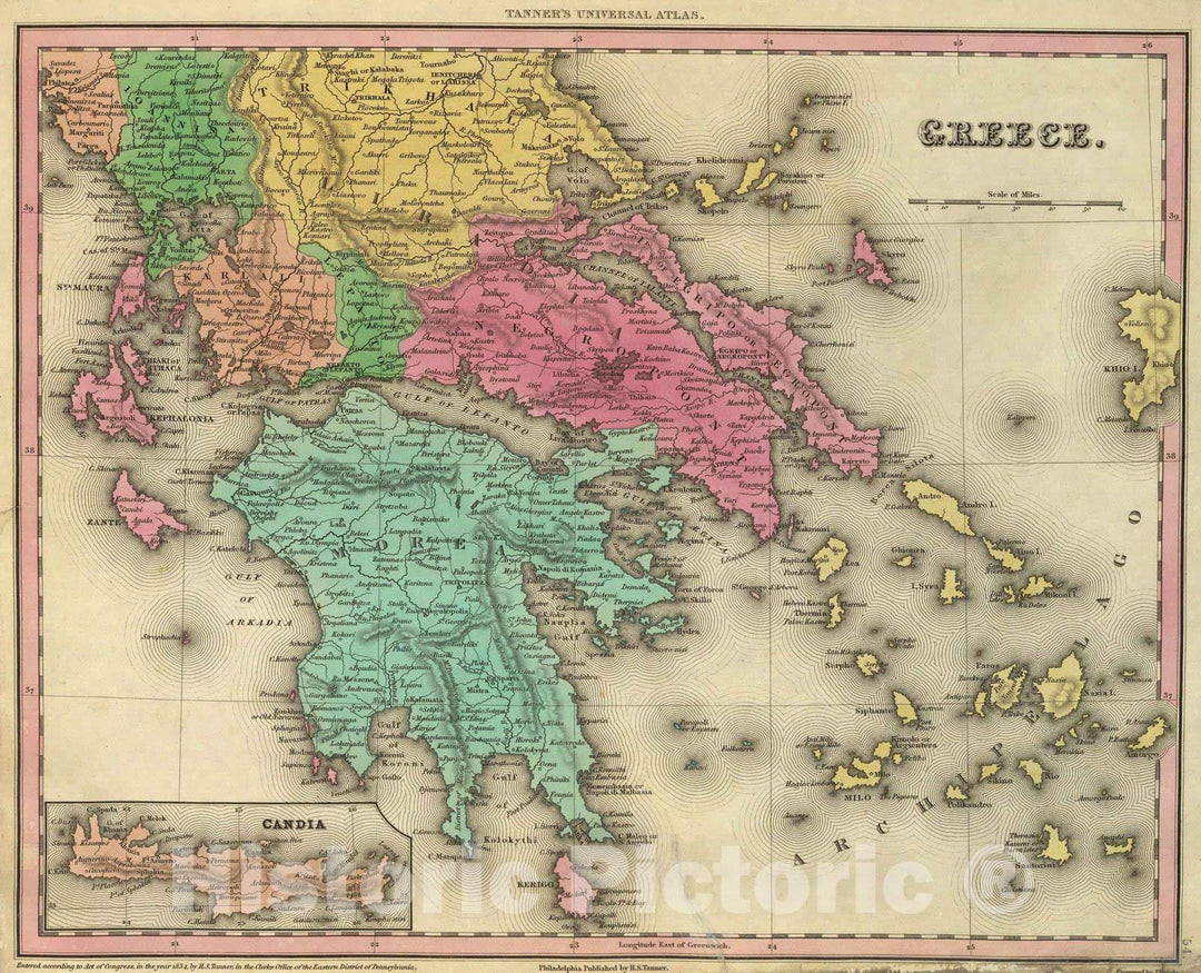 Historic Map : 1836 Greece. - Vintage Wall Art