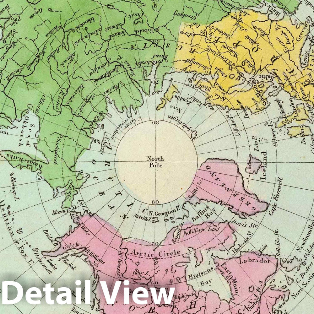 Historic Map : 1835 Northern Hemisphere. - Vintage Wall Art