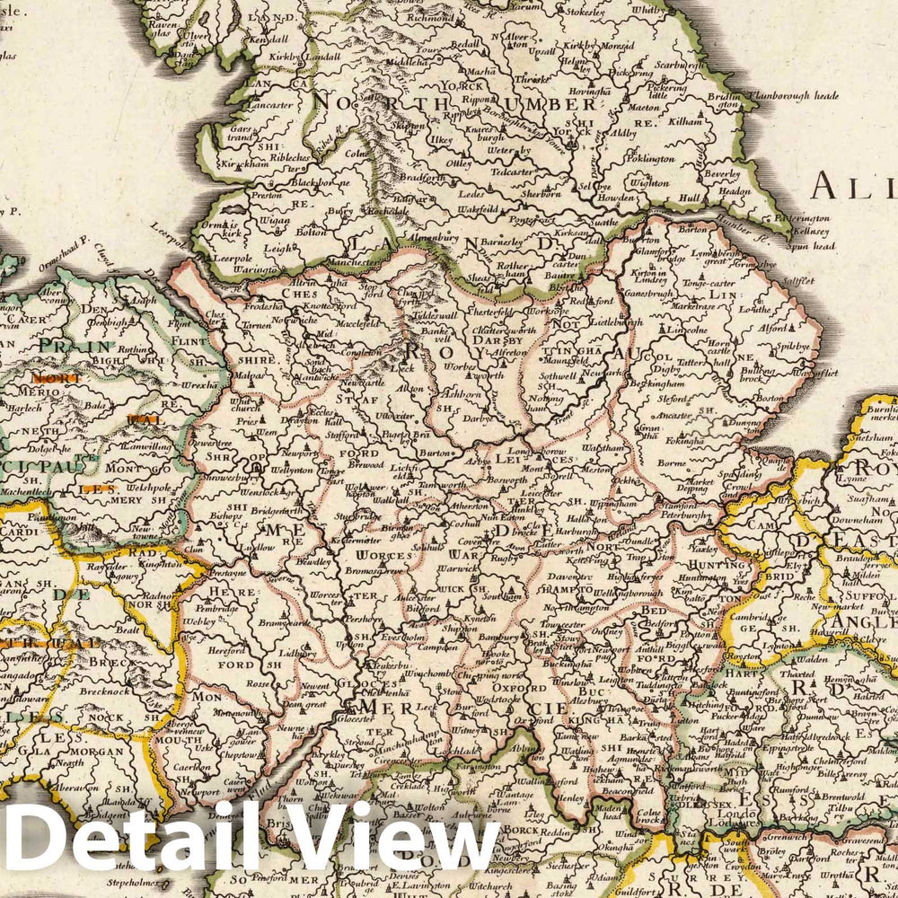 Historic Map : 1698 England. - Vintage Wall Art