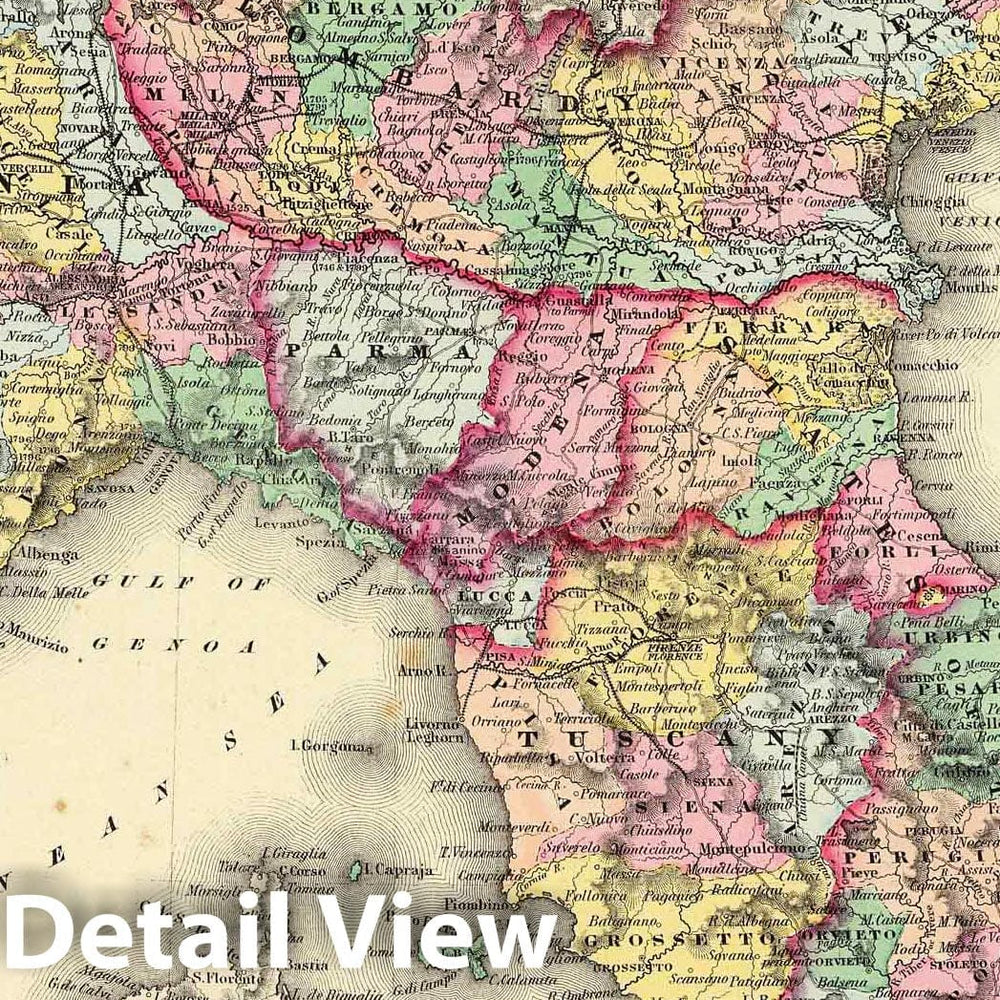 Historic Map : 1856 Northern Italy : Vintage Wall Art