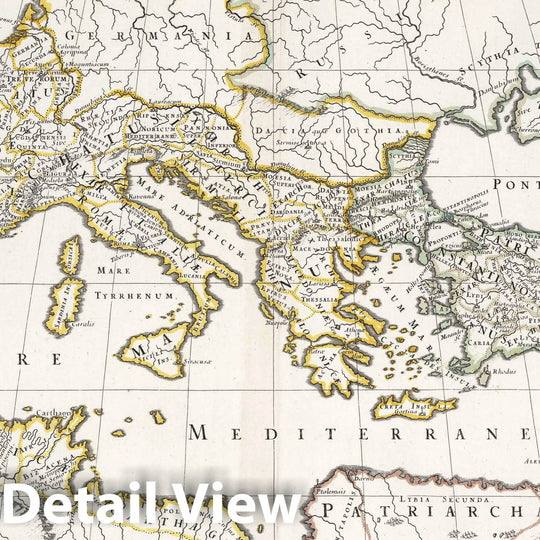 Historic Map : Mediterranean, Europe 1669 Ancient patriarchates: Roman, Constantinople, Alexander, Antiochenus and Ierosolymitanus. , Vintage Wall Art