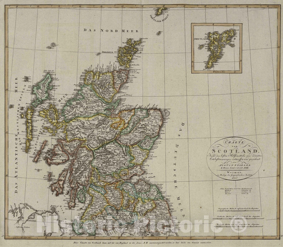 Historic Map : 1817 XXX. Scotland. - Vintage Wall Art